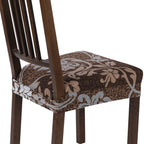 Searchi Stretch Dining Chair Seat Covers Set Of 2, Soft Removable Washable Seat Covers For Dining Chairs, Dining Room Seat Cover Protector (Rear-Covered, Brown)