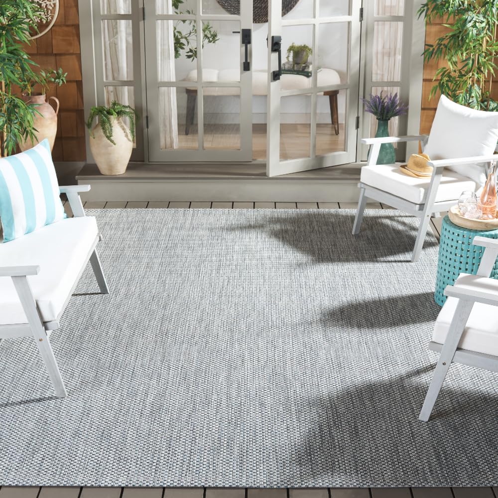 Safavieh Courtyard Collection Area Rug - 10' X 14', Grey & Navy, Non-Shedding & Easy Care, Indoor/Outdoor & Washable-Ideal For Patio, Backyard, Mudroom (Cy8521-36812)