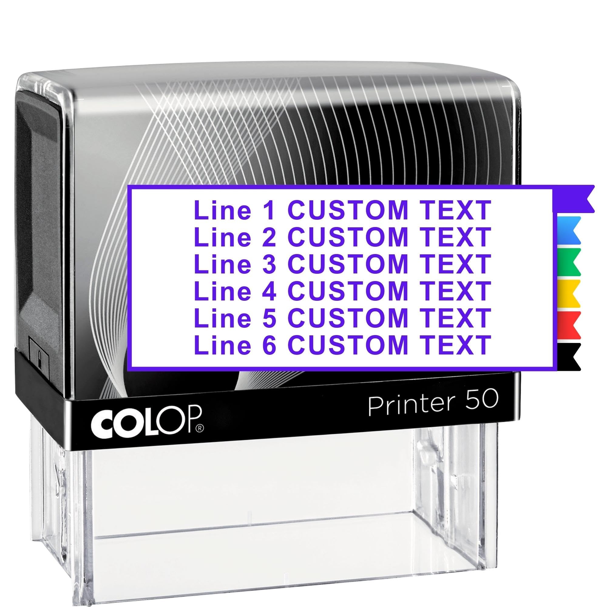 Stampbee Extra Large Custom Stamp - Up To 6 Lines Of Personalized Text, 6 Ink Colors & Many Fonts, Self Inking Business Stamp, P