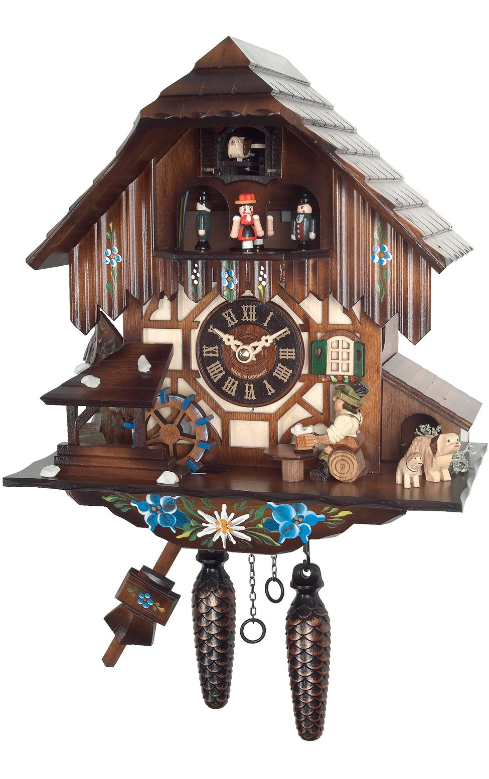 Alexander Taron Importer 464Mt Engstler Weight-Driven Cuckoo Clock-Full Size-12.5" H X 11" W X 7" D, Brown
