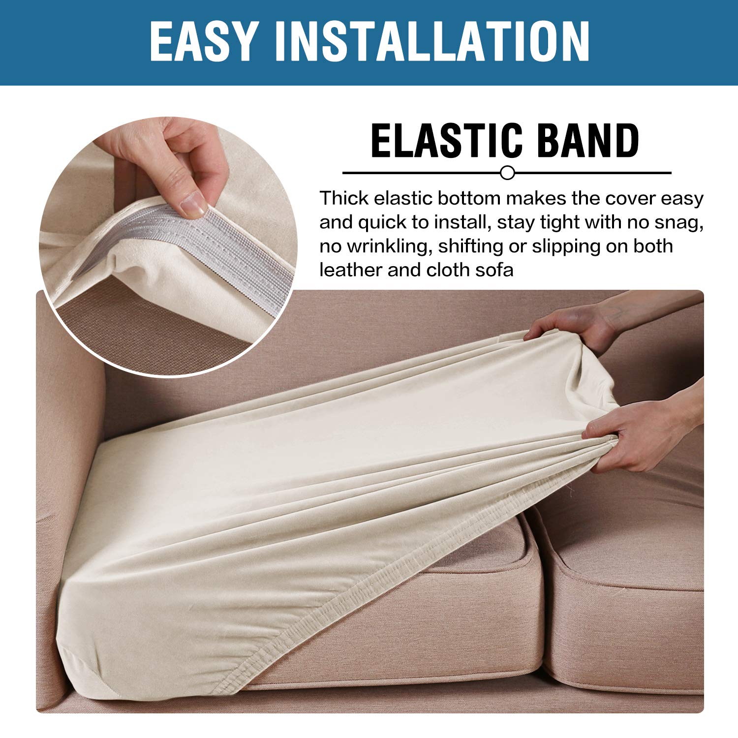 H.Versailtex Velvet Stretch Couch Cushion Cover Plush Cushion Slipcover For Chair Loveseat Sofa Cushion Furniture Protector Seat