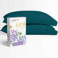 Carressa Linen 100% Egyptian Cotton Pillow Cases Set Of 2-600 Thread Count Teal Standard/Queen Pillowcase For Sleeping, Soft, Si