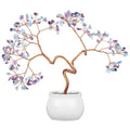 mookaitedecor Amethyst & Aquamarine Crystal Money Tree with Ceramic Base Bonsai Feng Shui Tree Ornament for Office Home Decor, 8