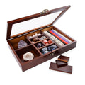 Mooncraftlogy Adjustable Rock Display Case, Crystal Collection Box with Shelves, Wood Witchy Stones Organizer Storage,Gem Holder