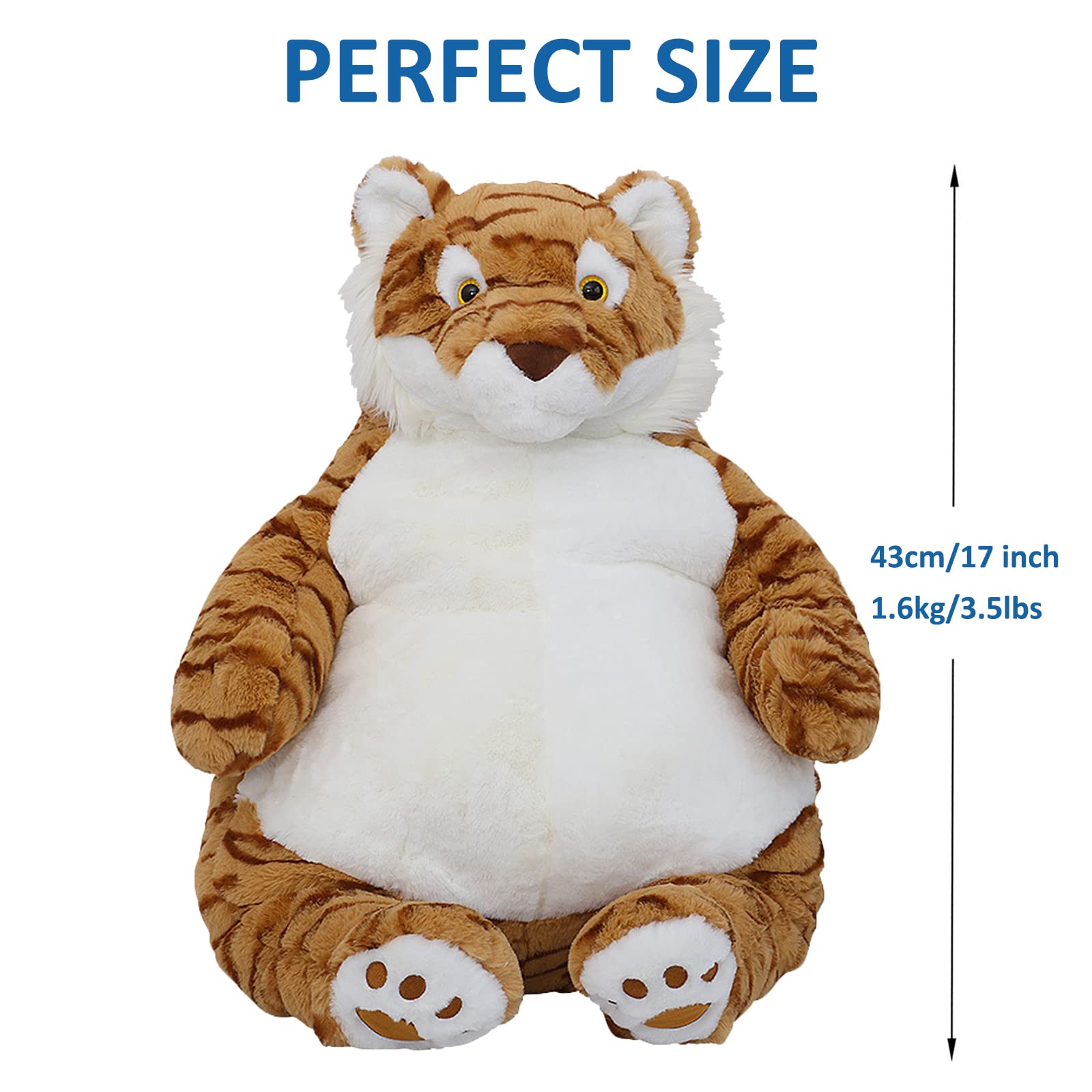 Ronivia Tiger Weighted Stuffed Animals, 17' 3.5 Lbs Weighted Tiger Plush Large Weighted Plush Animal Toy Pillow Gifts For Boys