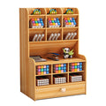 Marbrasse Wooden Desk Stationary Organizer, Multi-Functional Pen Holder, Storage Rack For School Home Office Art Supplie (B16-Ch