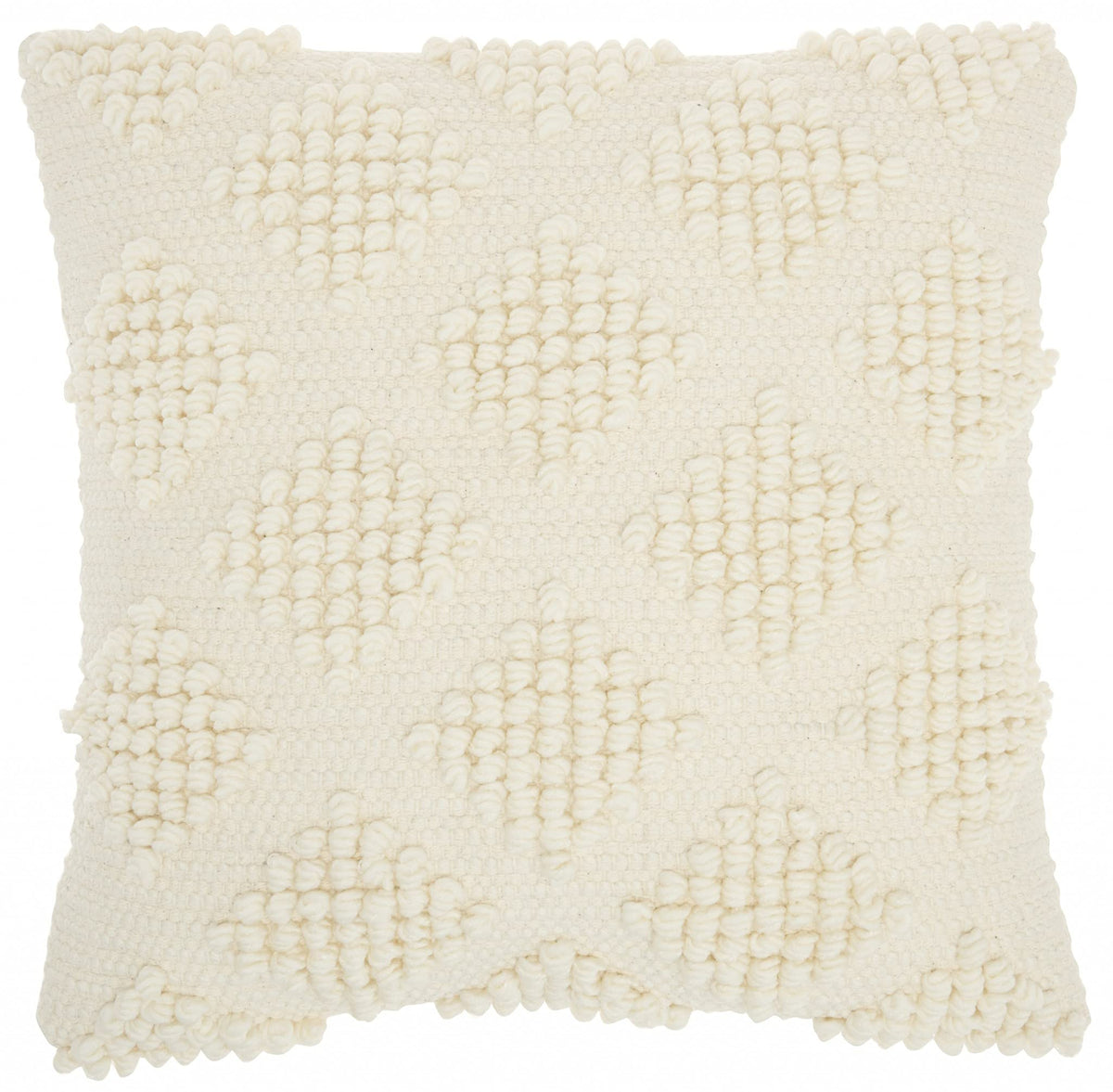 HomeRoots 60% Cotton 40% Micropolyester Ivory Textured Diamonds Throw Pillow