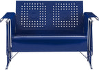 Crosley Furniture Bates Retro Metal Outdoor Loveseat Glider, 2-Person Rocking Patio Bench for Porch, Deck, Navy Gloss