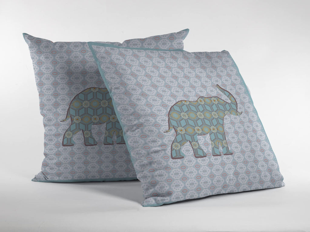 HomeRoots 18' Blue Elephant Decorative Suede Throw Pillow