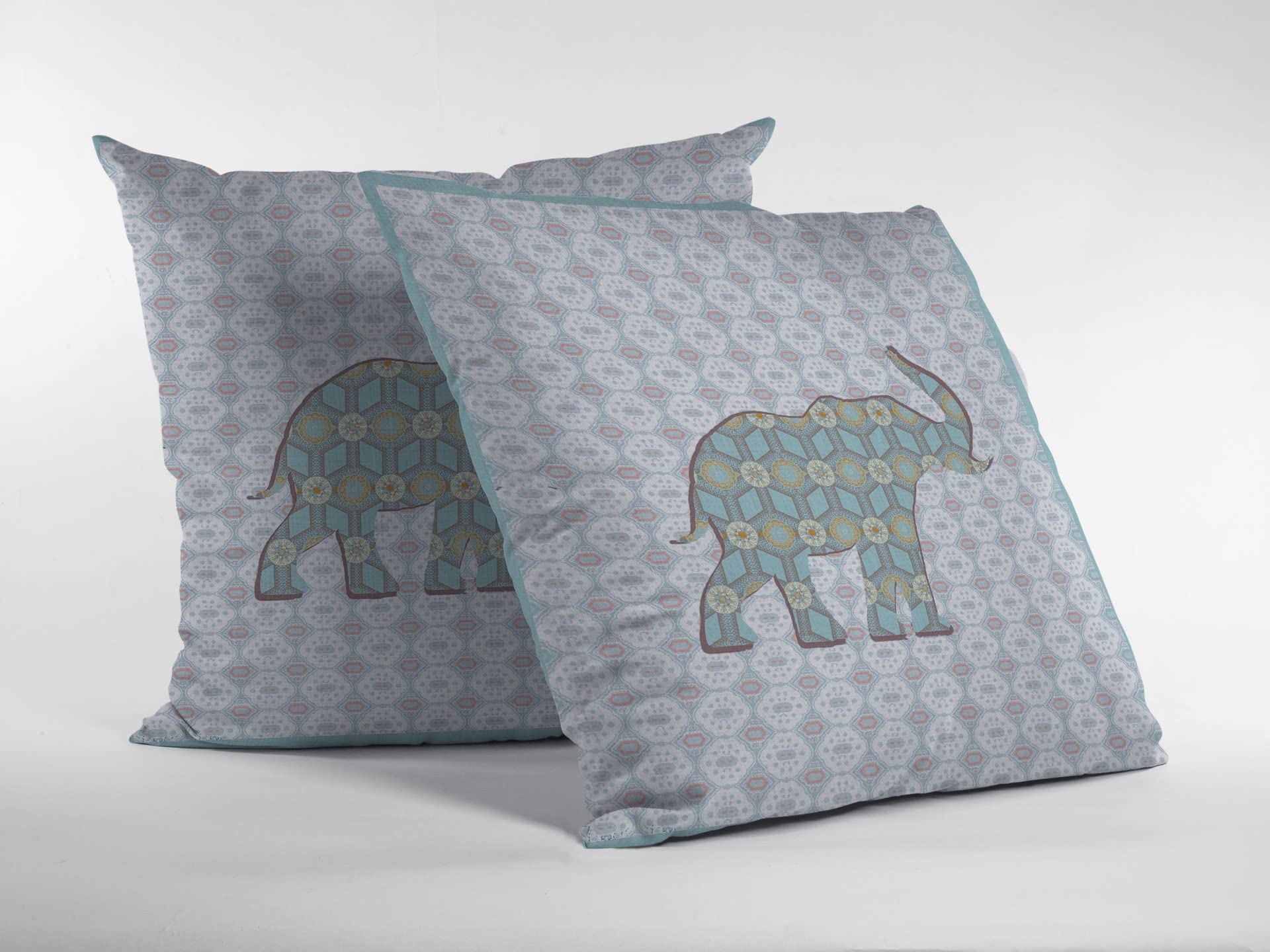 HomeRoots 18' Blue Elephant Decorative Suede Throw Pillow