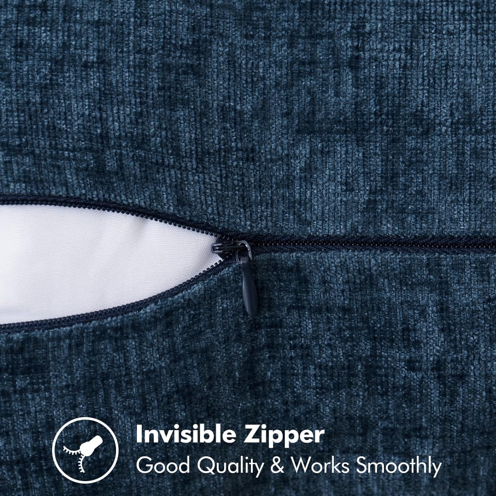 Miulee Pack Of 2 Couch Throw Pillow Covers 18X18 Inch Navy Blue Farmhouse Decorative Pillow Covers With Stitched Edge Soft Chenille Solid Dyed Spring Pillow Covers For Sofa Bed Living Room