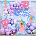 Velunza Set Of 42 Pcs Princess Theme Birthday Decoration Kit With Blue Happy Birthday Paper Banner, Princess Foil Balloon, Heart