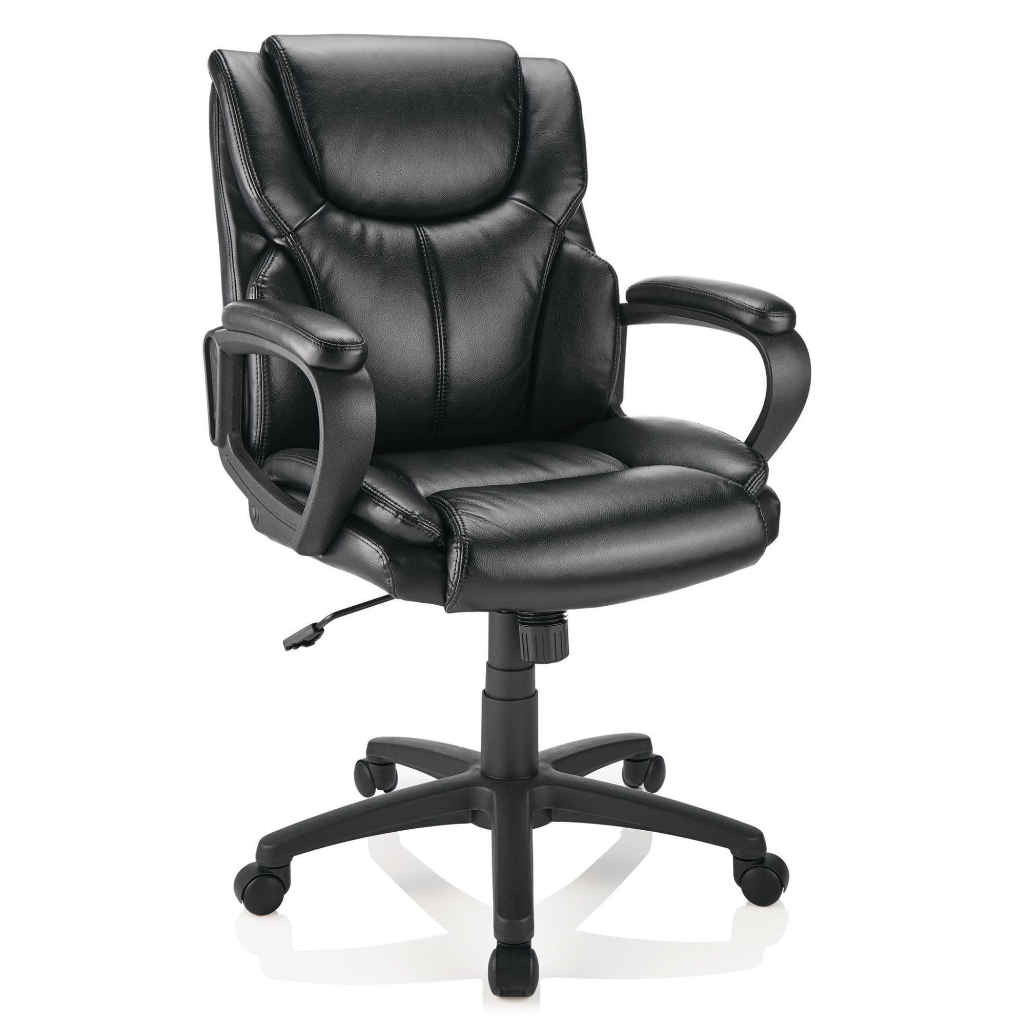 Brenton Studio Mayhart Vinyl Mid-Back Chair, Black