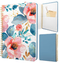 Stanoha Cute Spiral Notebook Journal A5 Aesthetic Pretty Floral Design For Women Girls Kawaii With Pocket, 8.5 X 5.7 Inch, Pink