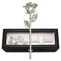Forever Rose Leather Case Bundle - A Genuine, One Of A Kind, Real Rose Hand Dipped In Silver With Beautiful Leather Case With Le