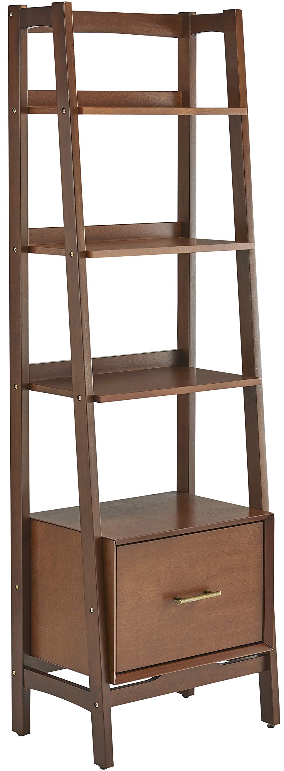 Crosley Furniture Landon Small Bookshelf Etagere, Bookcase Storage With Shelves And File Drawer, Mahogany
