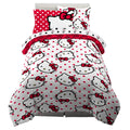 Franco Sanrio Hello Kitty Polka Dot Bedding 5 Piece Super Soft Comforter And Sheet Set With Sham, Twin, (100% Official Licensed
