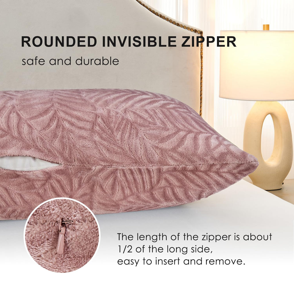 Sochow Body Pillow Cover 21X54 Inches, Super Soft And Cozy Leaves Textured Fleece Long Body Pillowcase With Zipper Closure,1 Pac