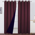 Lemomo 100% Blackout Curtains 52 X 84 Inch/Burgundy Red Curtains 2 Panels With Black Lining Room Darkening Thermal Insulated Bed