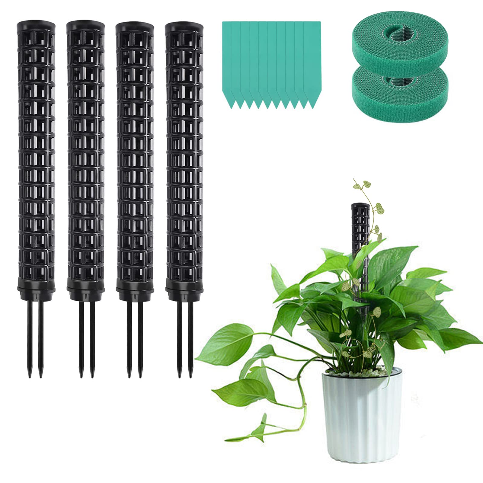 Owfeel 4Pcs Plastic Moss Pole, Plant Poles For Plant Stakes And Supports, Climbing Plants Indoor Plants Hollow Plant Pole Self W