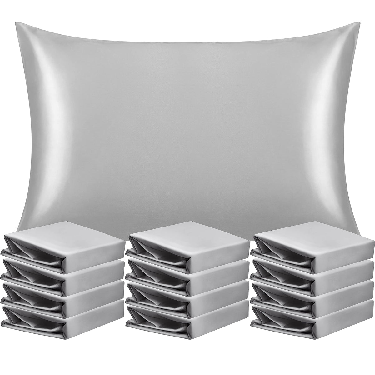 Ntbay 12 Pack Satin Standard Pillowcases For Hair And Skin, Luxurious And Silky Pillow Cases With Envelope Closure, 20 X 26 Inch