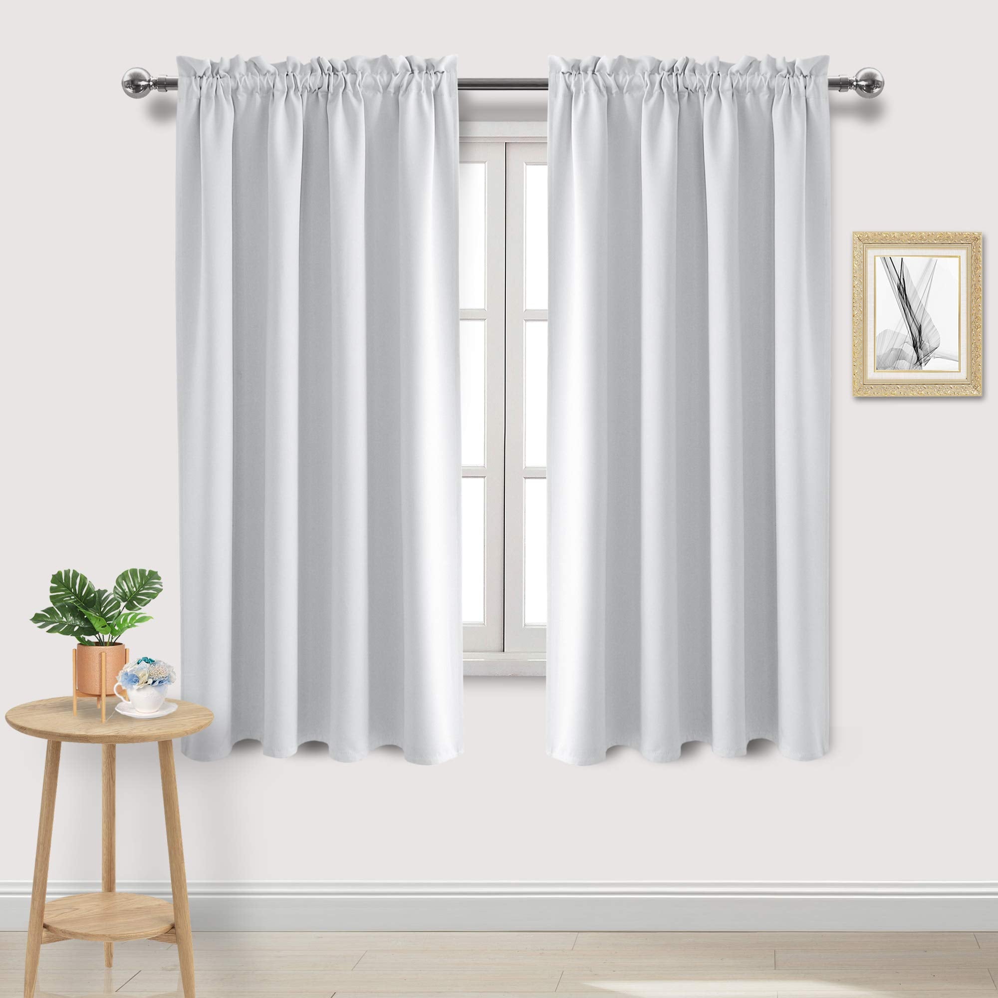 Dwcn White Room Darkening Blackout Curtains - Thermal Insulated Privacy Energy Saving Window Curtain Drapes 52 X 63 Inch Length,