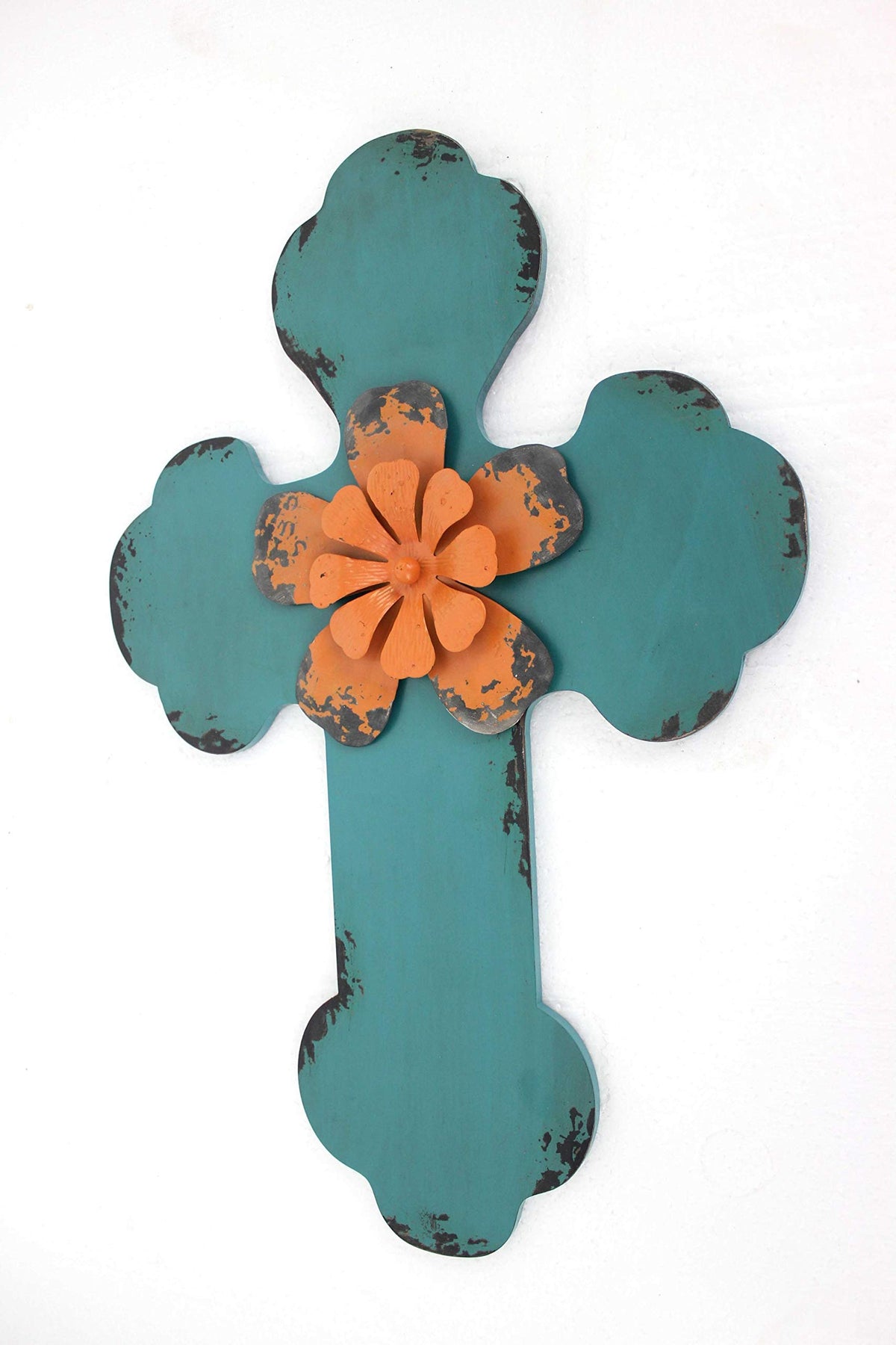 HomeRoots 1' x 15.75' x 23.75' Blue, Rustic Cross, Wooden - Wall Decor