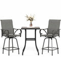 Mfstudio 3 Piece Outdoor High Top Bar Set, Bar Height Table And Chairs For Patio, Waterproof Bar Height Bistro Set For 2,Grey