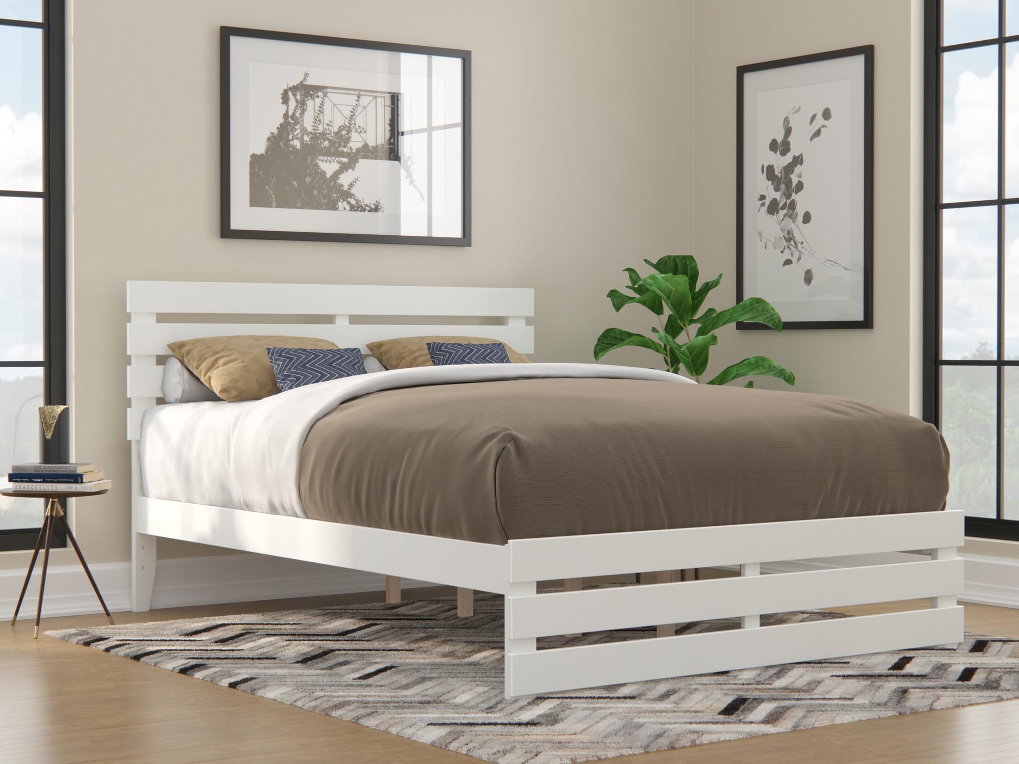 AFI, Oxford Queen Platform Bed with Matching Footboard, White