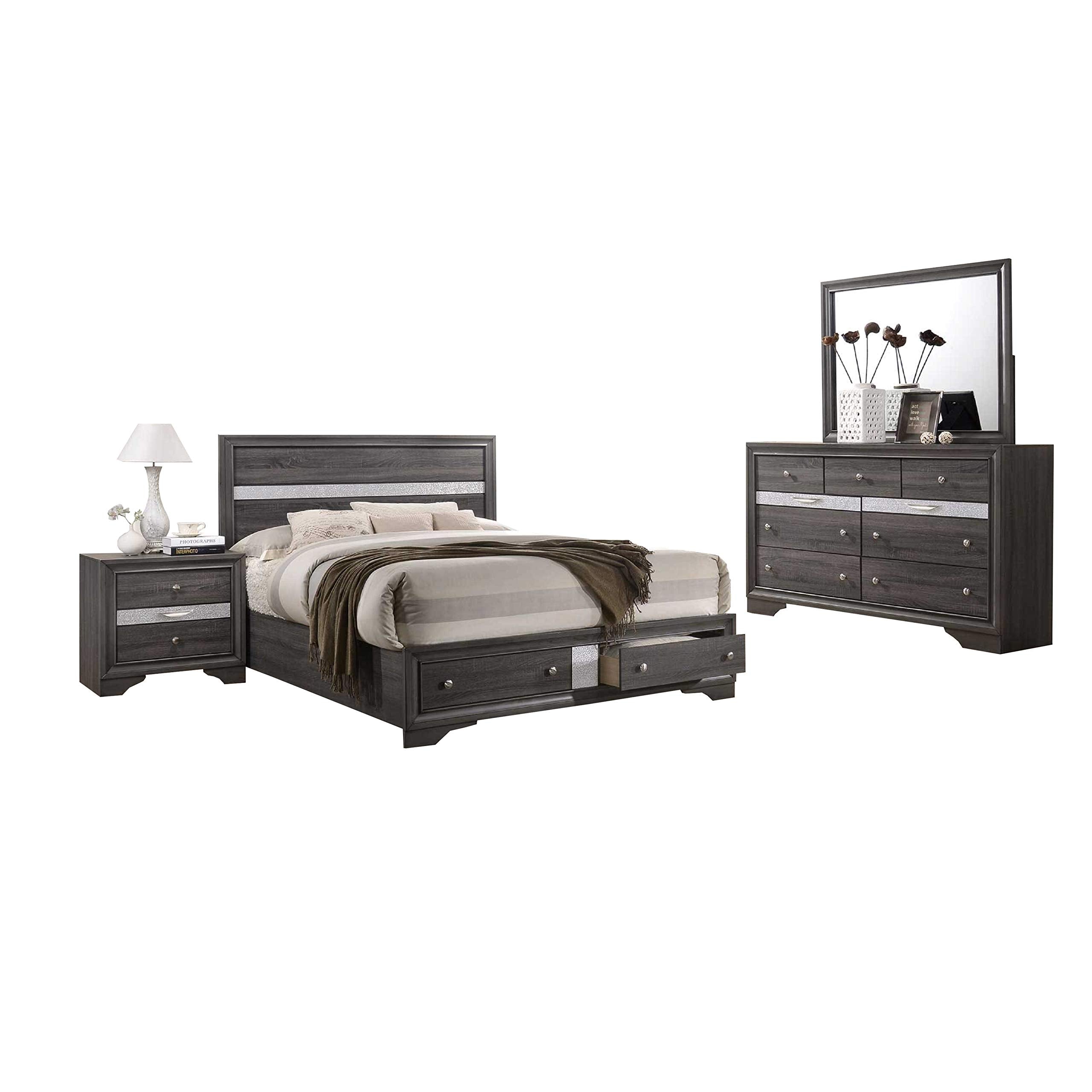 Furniture Dav-Ek4 Bedroom Set, Wood Gray