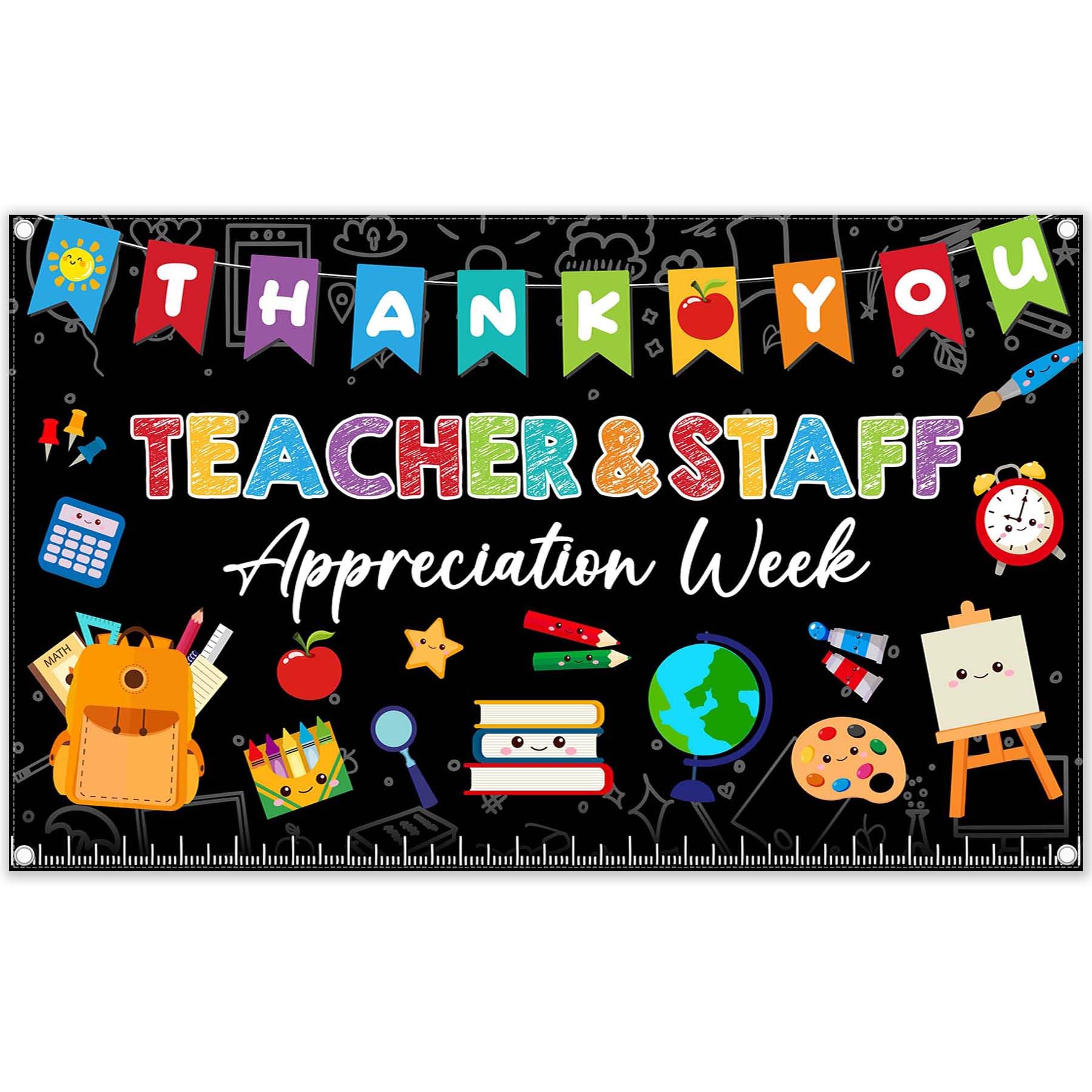 Zthmoe 72X43Inch Fabric Thank You Teacher And Staff Backdrop Appreciation Week Photography Background School Classroom Banner Pa