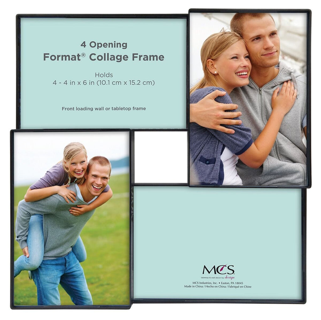 MCS 4x6 Inch Format Frame Collage, 4 Openings, Black (47675)