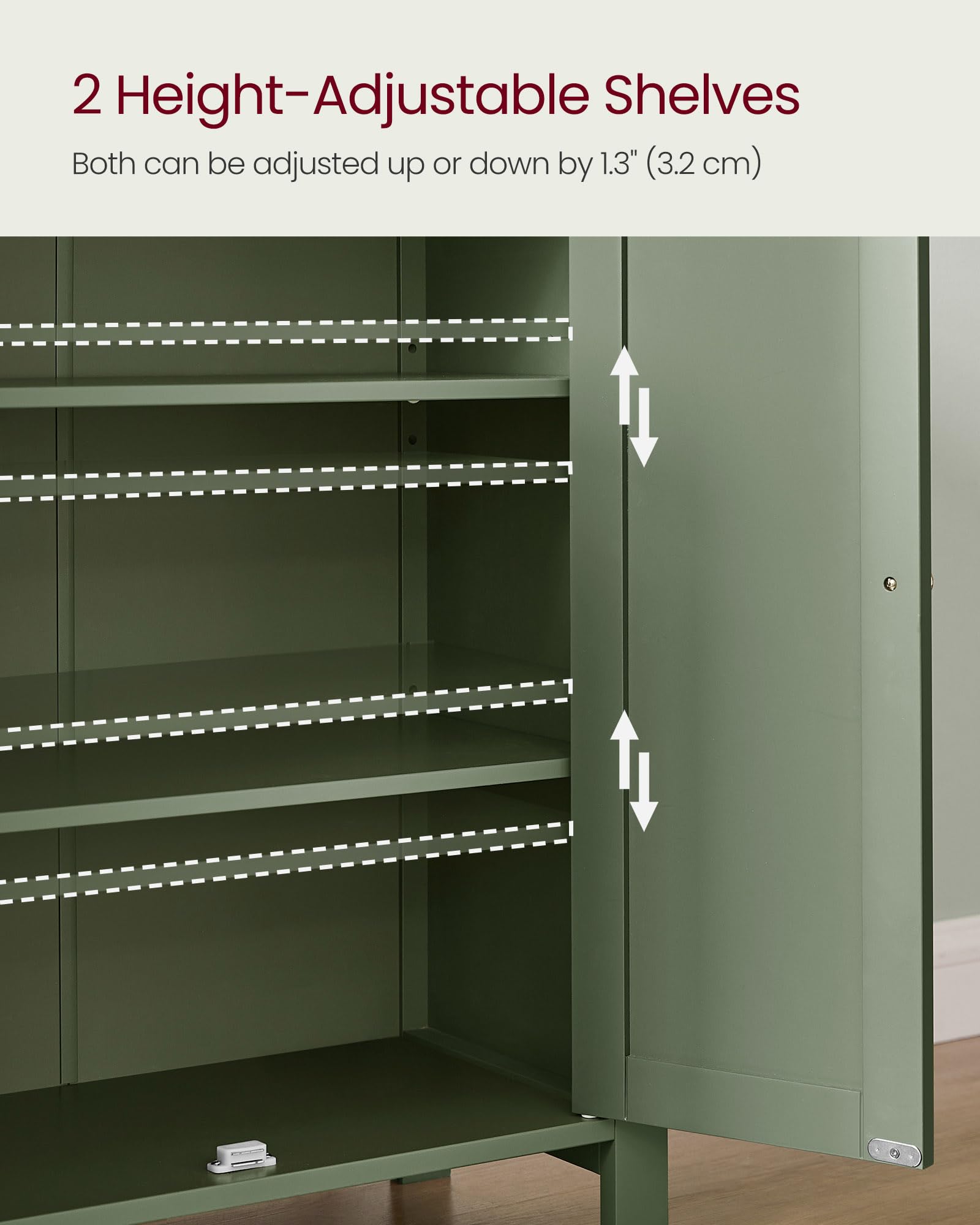 Vasagle Bathroom Floor Storage Cabinet, Bathroom Storage Unit With 2 Adjustable Shelves, Bathroom Cabinet Freestanding, 11.8 X 23.6 X 31.5 Inches, Forest Green Ubcb060C01