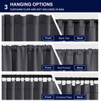 Hiasan Charcoal Gray Blackout Curtains 54 Inch Long, Light Blocking Thermal Insulated Rod Pocket & Back Tab Drapes Sewn With Tie