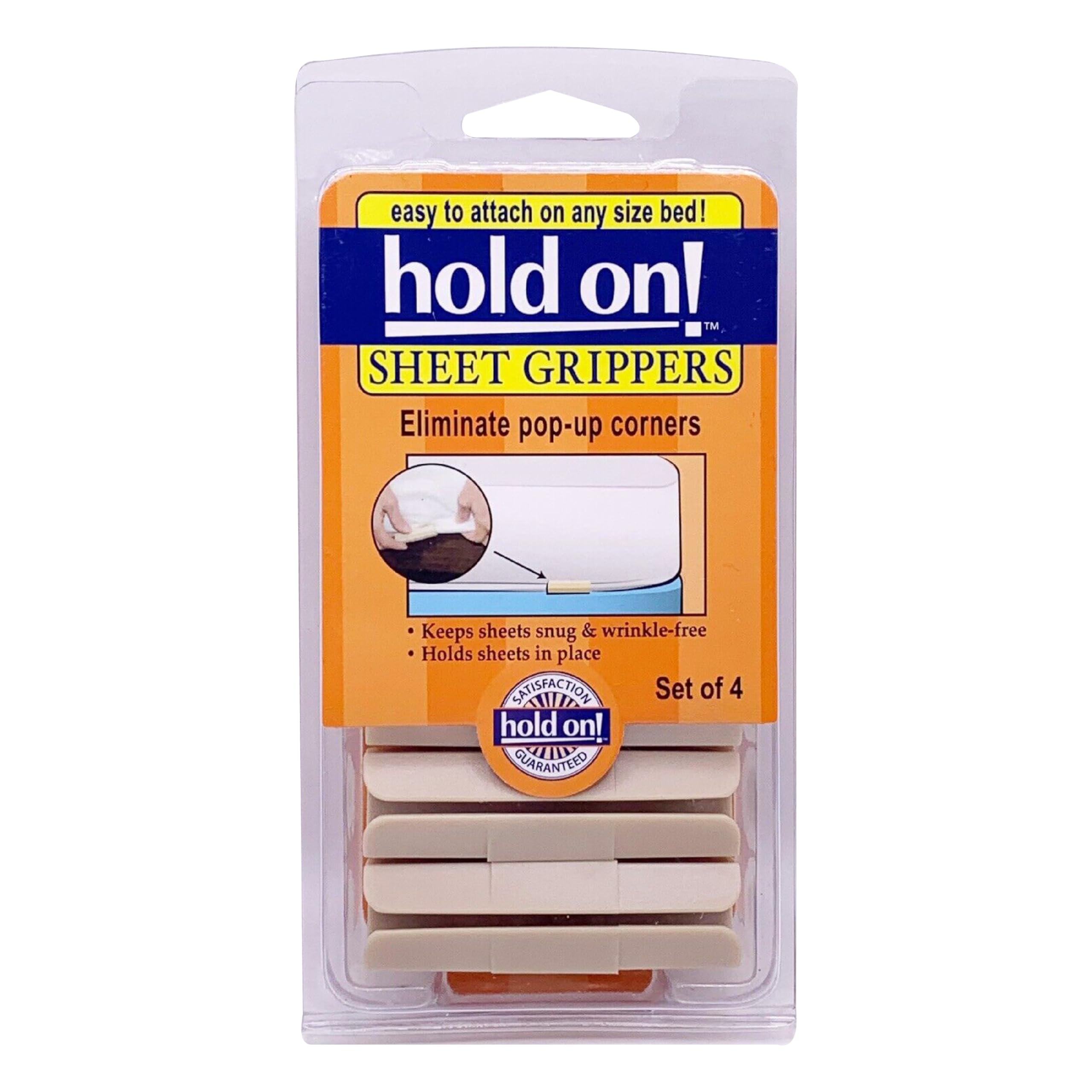 FRESH IDEAS Grips - Easy to Use Sheet Holders Adjustable to Fit Bedding Accessories, Packaging May Vary, 4 Count (Pack of 1)