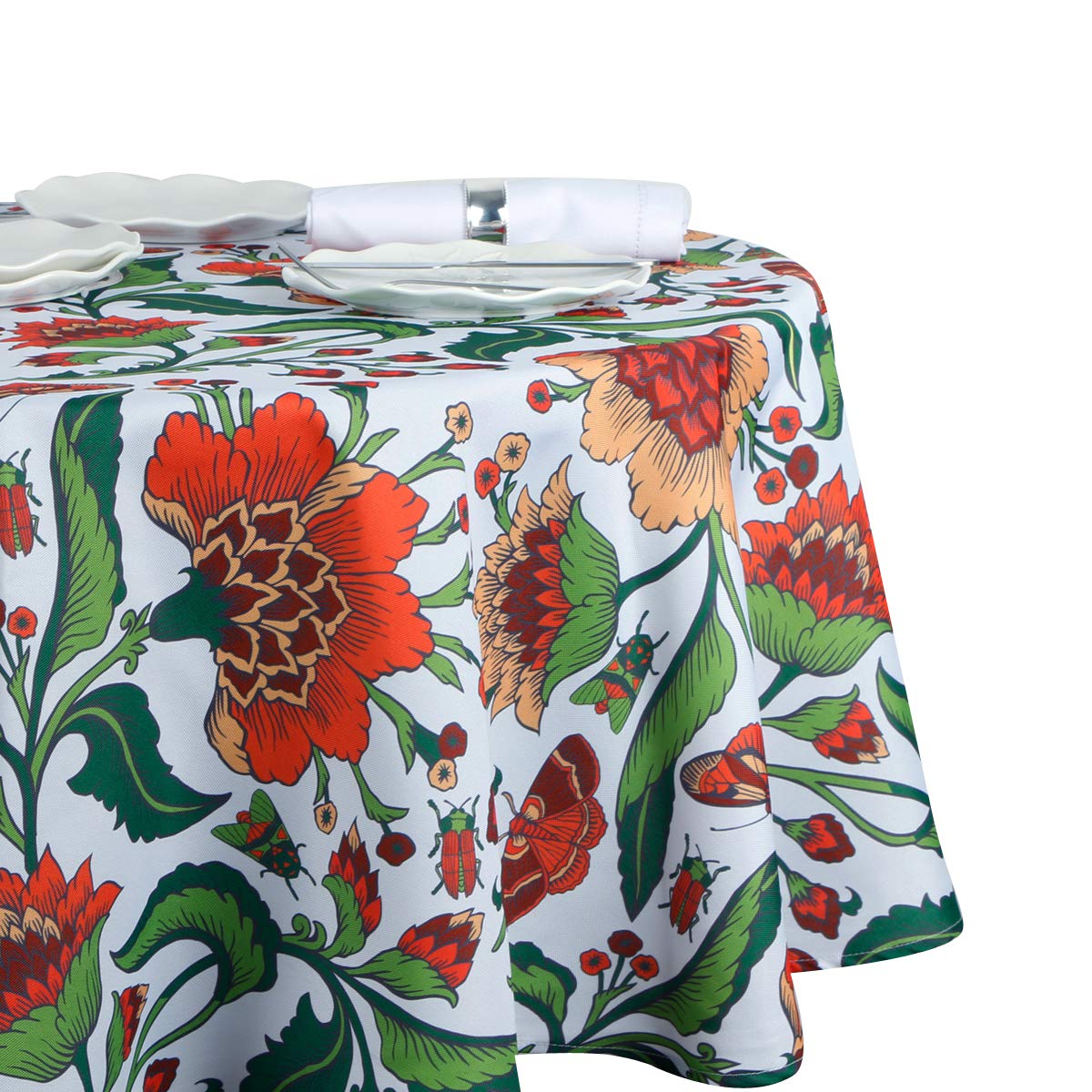Ehousehome Indoor Outdoor Tablecloth Water Resistant Spill Proof Fabric Table Cover (70Inch Round No Zipper And Hole)