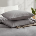 Lovque Light Grey Duvet Cover Full Size, 100% Washed Cotton Linen Like Bedding Set With Zipper Closure (No Comforter), 80X90 Inc