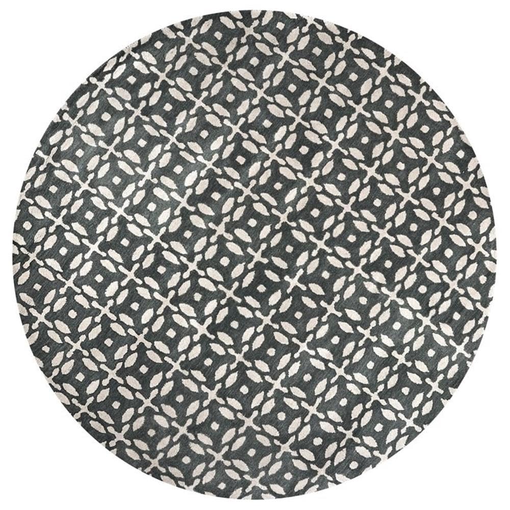 Rizzy Home Alora Decor Holland 10' Round Print Grey/Beige Hand-Tufted Area Rug