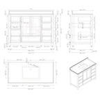 Laviva Wilson 48 - White Cabinet White Stripes Marble Countertop