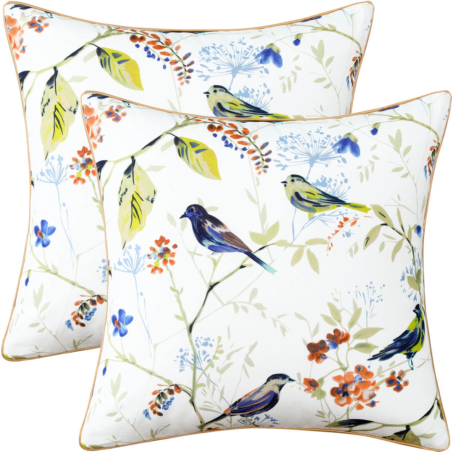 Vogol Throw Pillow Cover Case For Couch, Blue Bird & Plant Printed Soft Home Decorate Lumbar Pillow Cover, 1 Piece Farmhouse Sty