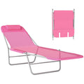 Outsunny Folding Chaise Lounge Chair, Pool Sun Tanning Chair, Outdoor Lounge Chair with Reclining Back, Breathable Mesh Seat, He