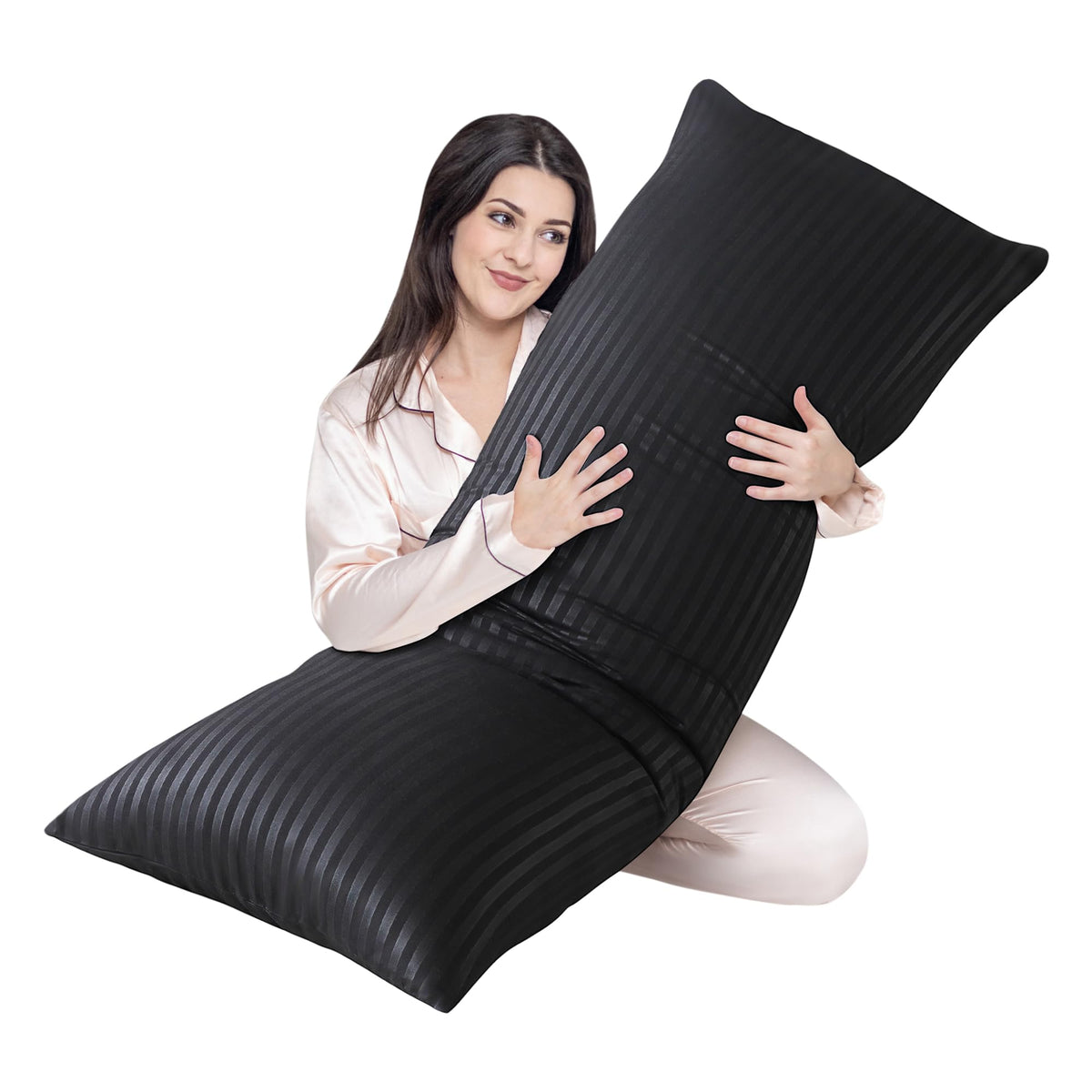 Cosybay Black Full Body Pillow Insert - Fluffy Long Bed Pillow For Adults - Firm Large Body Pillow For Side And Back Sleepers -