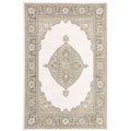 HomeRoots 510147 6 x 9 ft. Beige Ivory Tan Gold Gray & Green Oriental Power Loom Stain Resistant Rectangle Area Rug