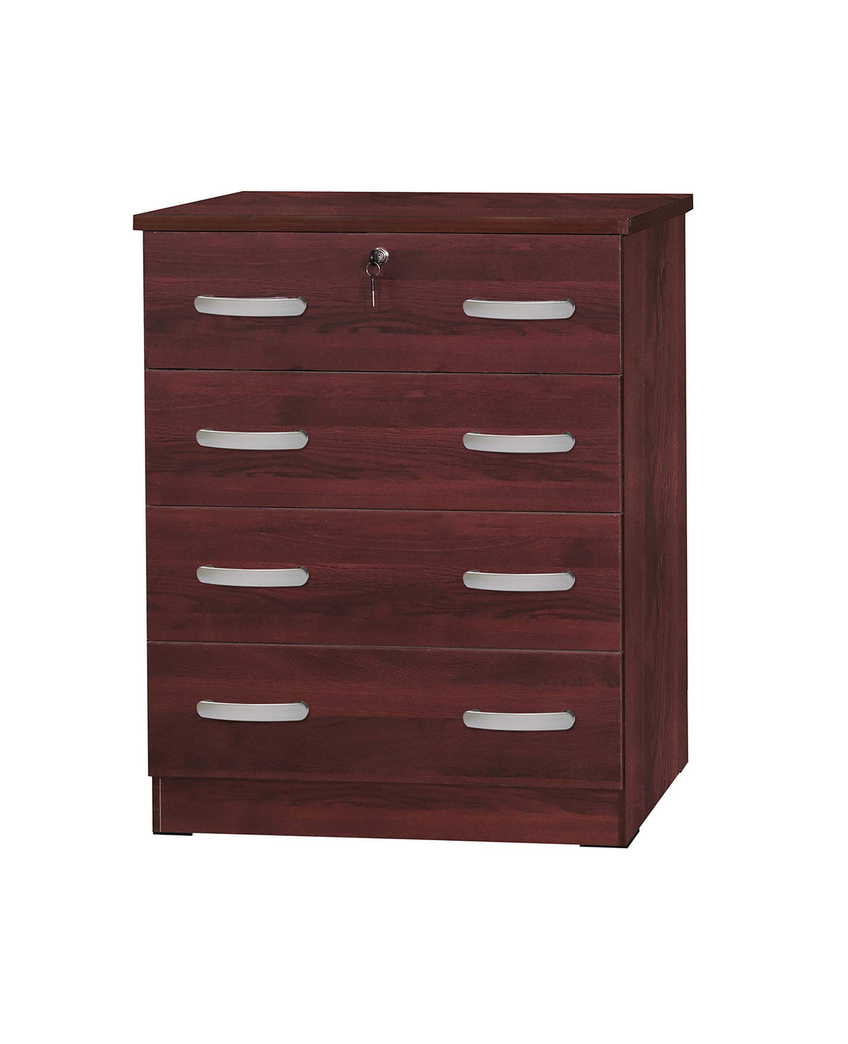 Better Home Products Cindy 4 Drawer Chest Wooden Dresser With Lock In Mahogany