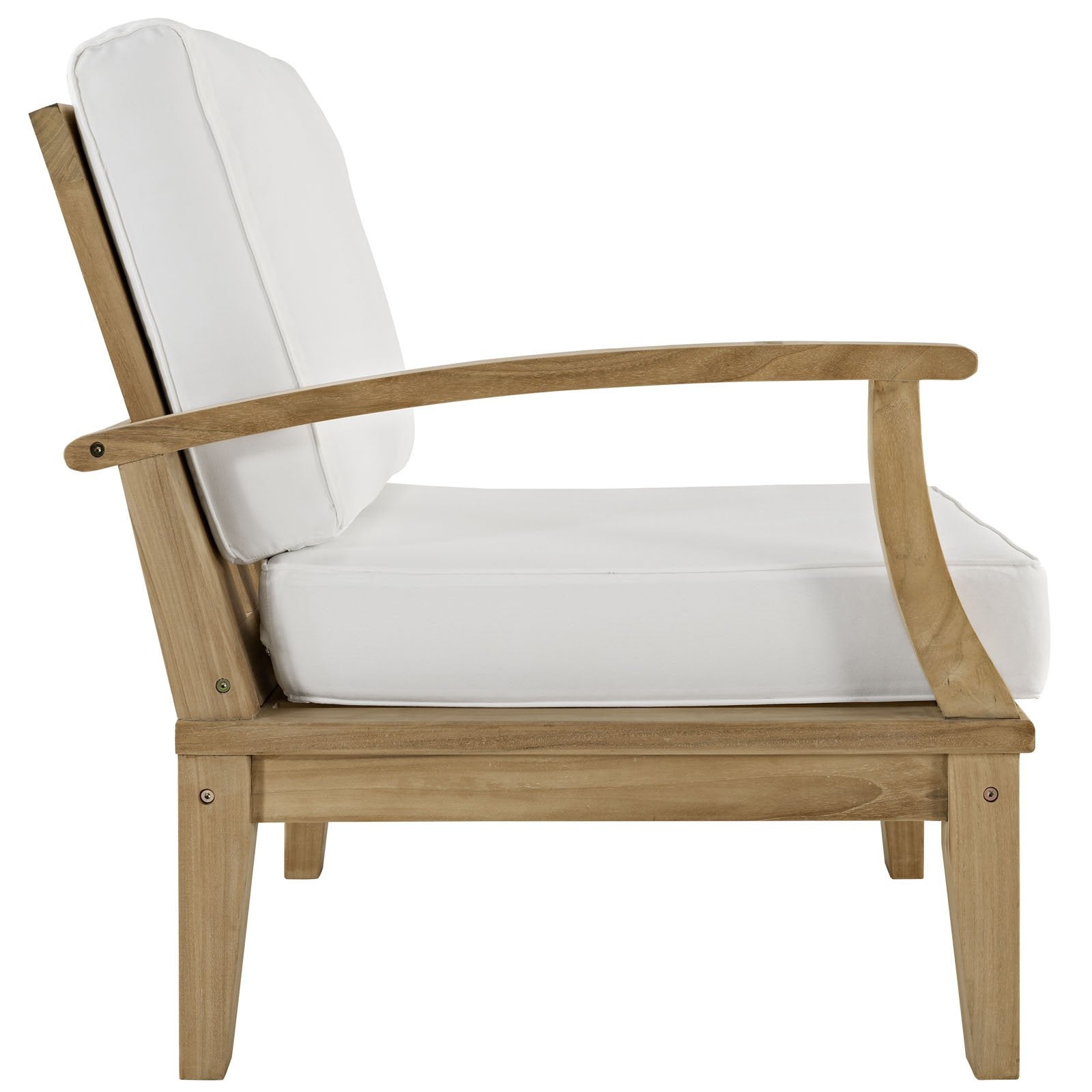Lexmod Marina Outdoor Patio Teak Sofa Set, Natural White