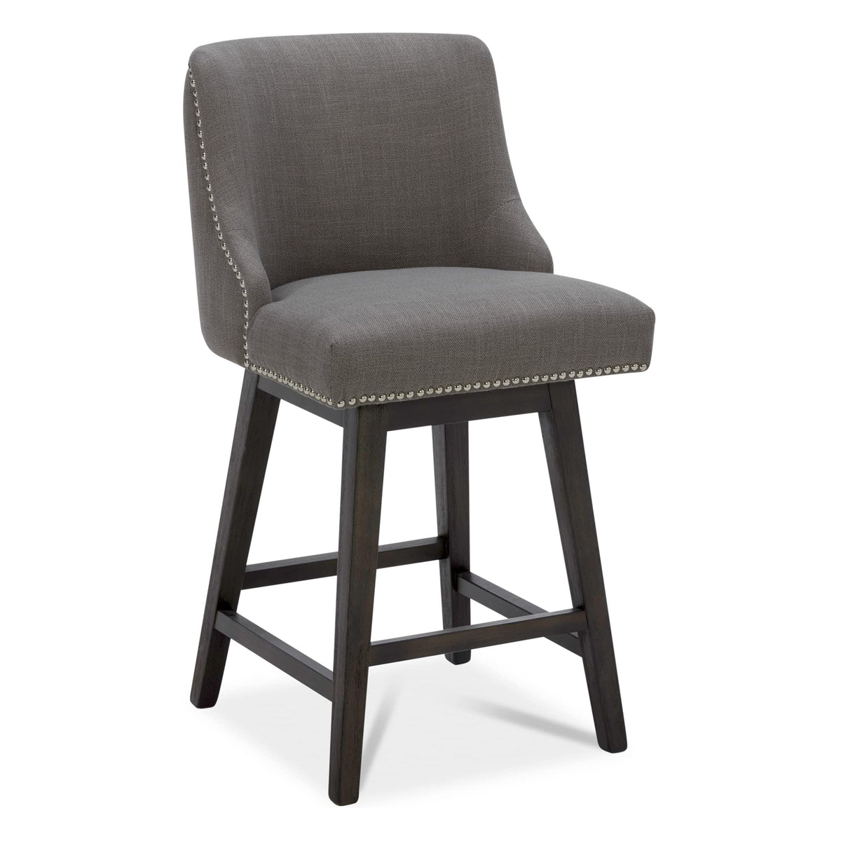 Chita Counter Height Swivel Barstool, Fsc Certified 26' H Seat Height Upholstered Bar Stool, Performance Fabric In Flint Grey