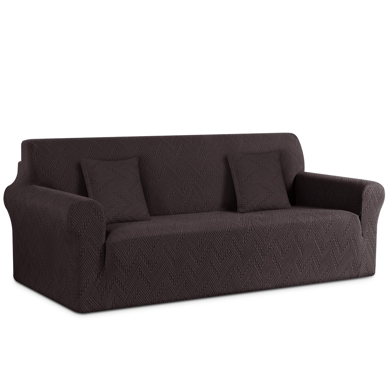 Ruaozz Stretch Sofa Cover 1 Piece Couch Covers For 3 Cushion Couch Non Slip Universal Sofa Slipcover Washable Soft Jacquard Furn