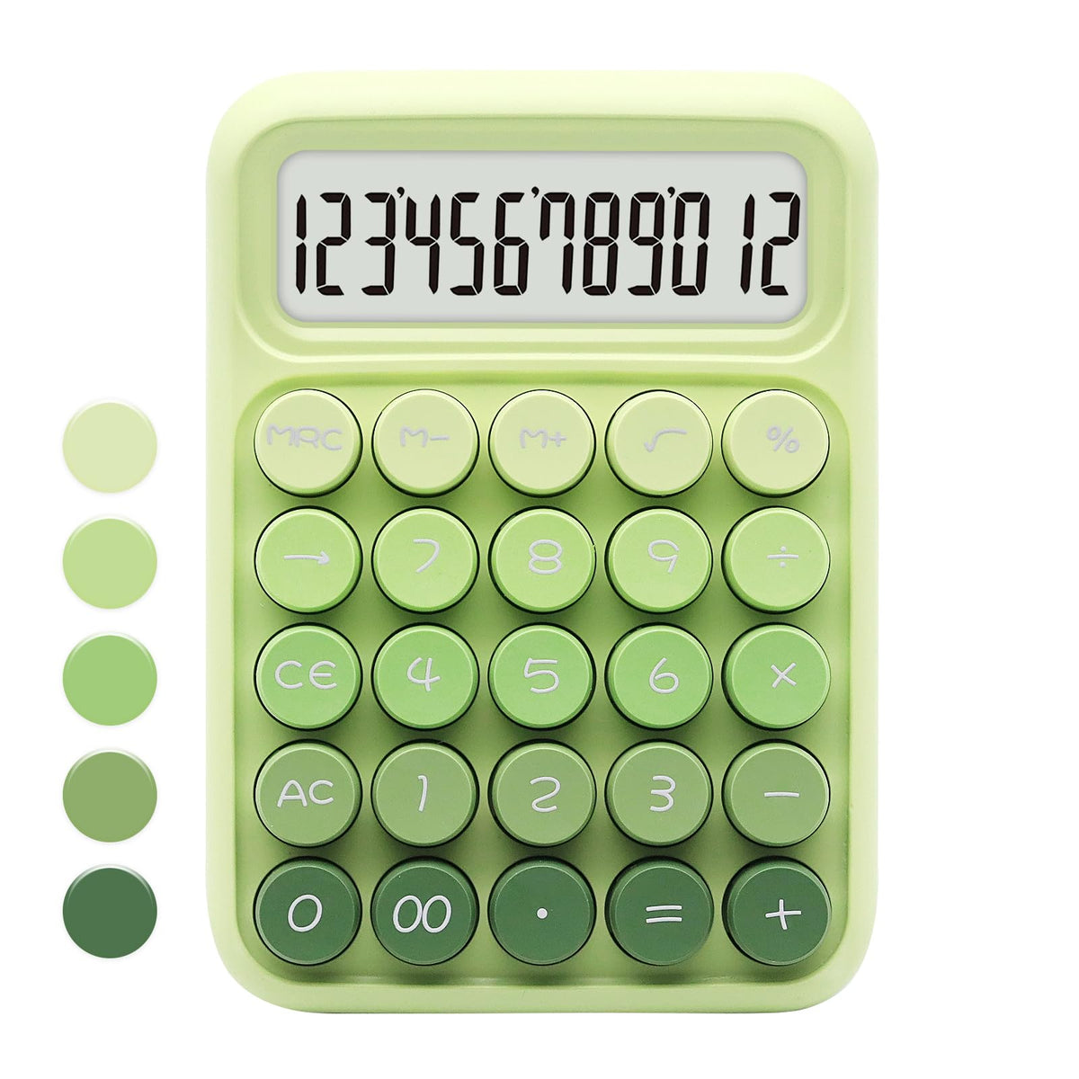 Upiho Standard Gradient Green Calculator - 12 Digit Display And Big Buttons, Cute Office Desk Accessory