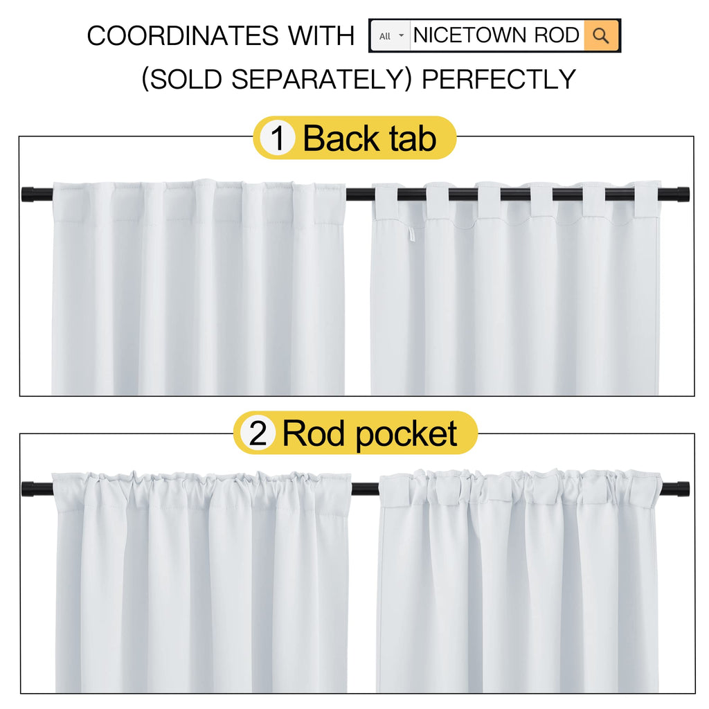 Nicetown Living Room Darkening Curtain Drapes - (Cloud Grey Color) W62 X L72, Set Of 2, Room Darkening Window Treatment Drapery Panels For Room Divider Garage Balcony Office