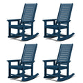 Greenvines Outdoor Rocking Chairs | Set Of 4 | Porch Rocker | Hdpe Plastic | Blue | Oversized Rockers | High Back | Big & Tall | Ladder Back | For Patio Outside Backyard Balcony Garden